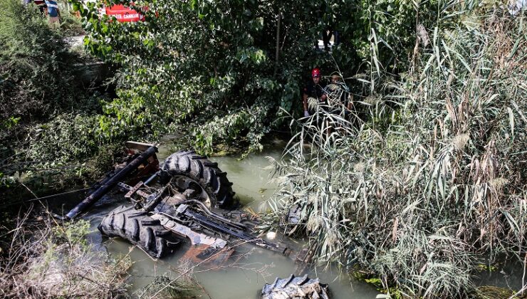 SULAMA KANALINDA TRAKTÖR DEVRİLDİ